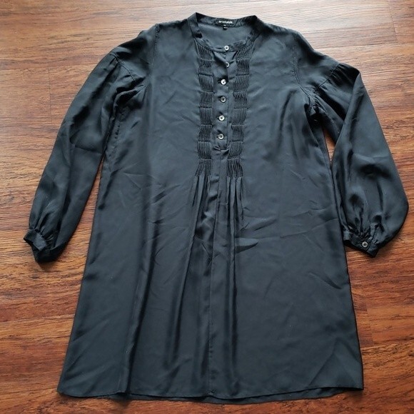Ann Demeulemeester Black 100% Silk Chic Edgy Luxury DesignerTunic Top Size Large - Picture 1 of 6